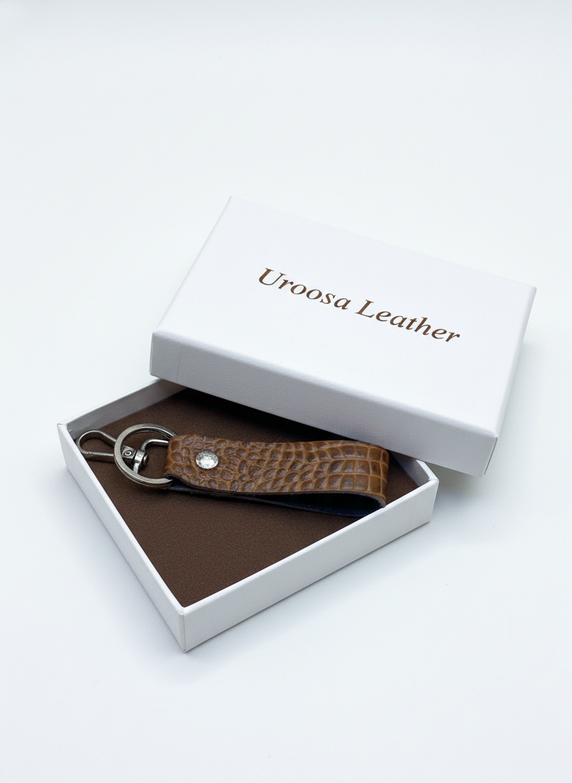 Crocado – Cow Leather Key Ring (Crocodile Pattern)