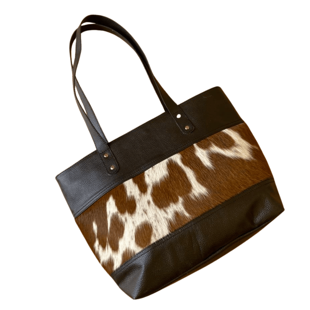 Rustic Cowhide Tote Bag with Hair-On Hide
