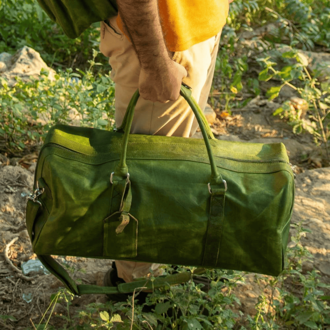 Vintage Green Crazy Horse Cow Leather Duffel – Uroosa Leather