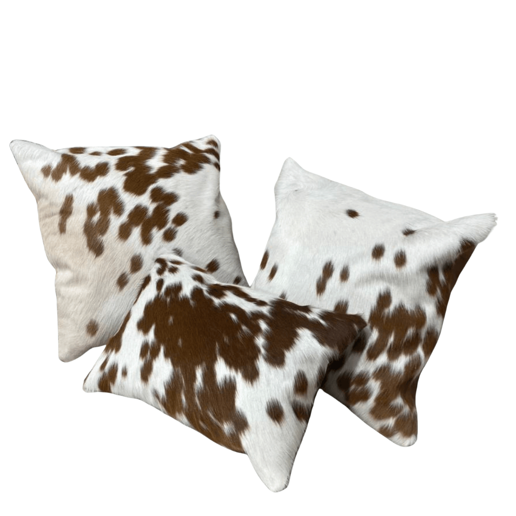 Brown & White Cowhide Cushion Cover | Natural Leather Pillow