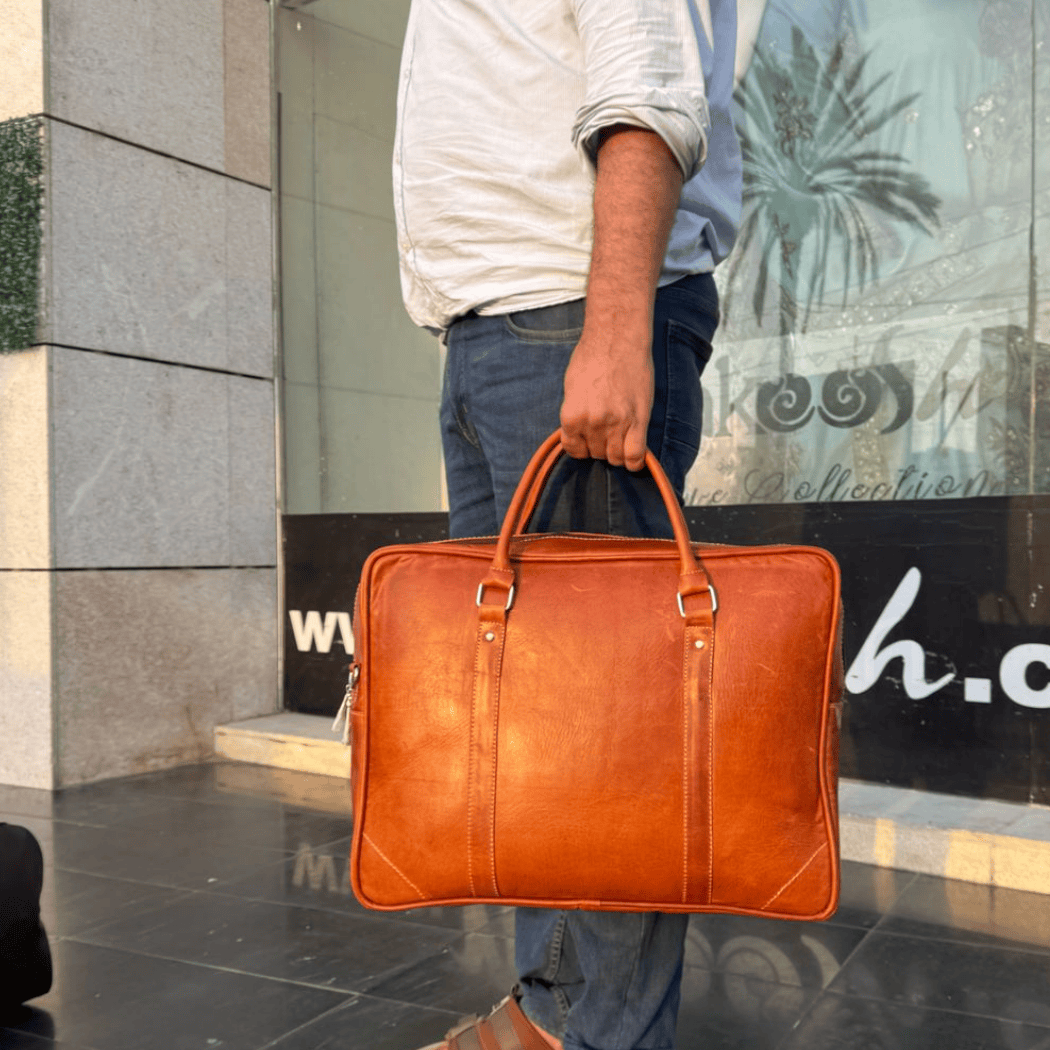 Crazy Horse Leather Laptop Bag | Premium Cow Leather Office & Travel Bag