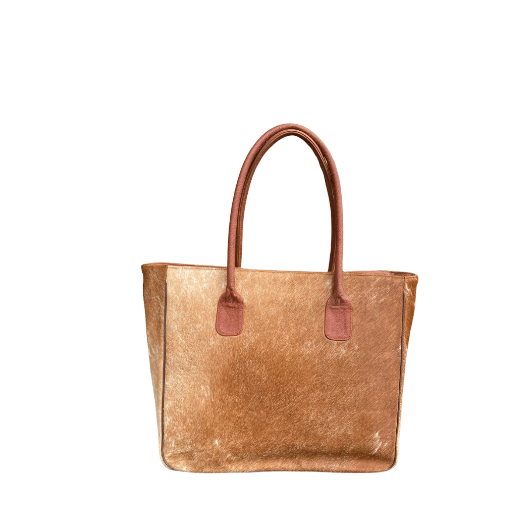 Large Cowhide Tote Bag – Handmade Natural Leather