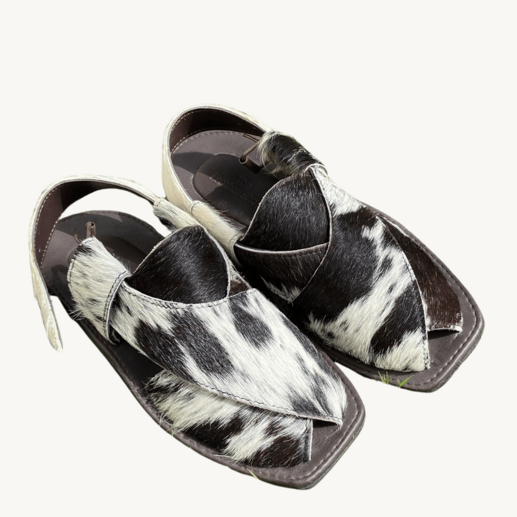 “Charsadda Peshawari Chappal | Natural Hair on Cowhide | Uroosa Leather”