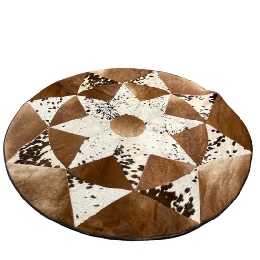 Brown & White Round Cowhide Rugs