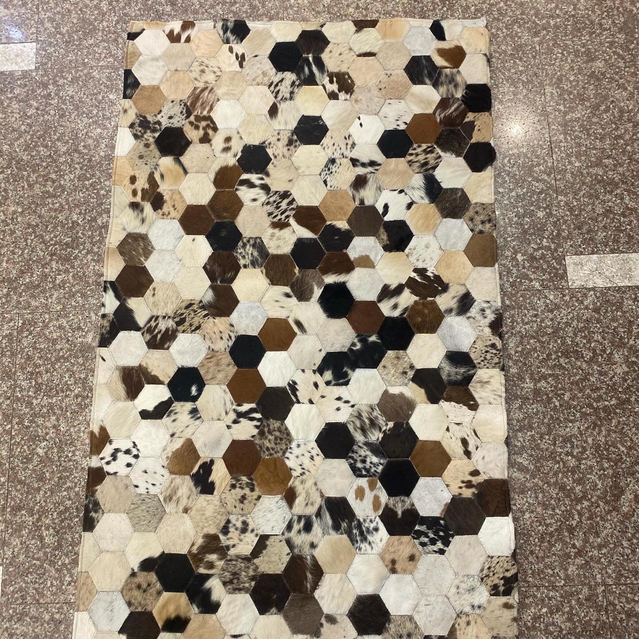 Hexagon Patchwork Cowhide Rug