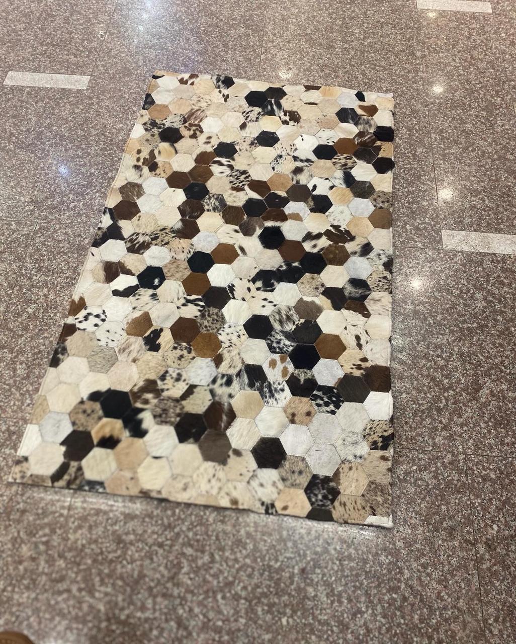 Hexagon Patchwork Cowhide Rug