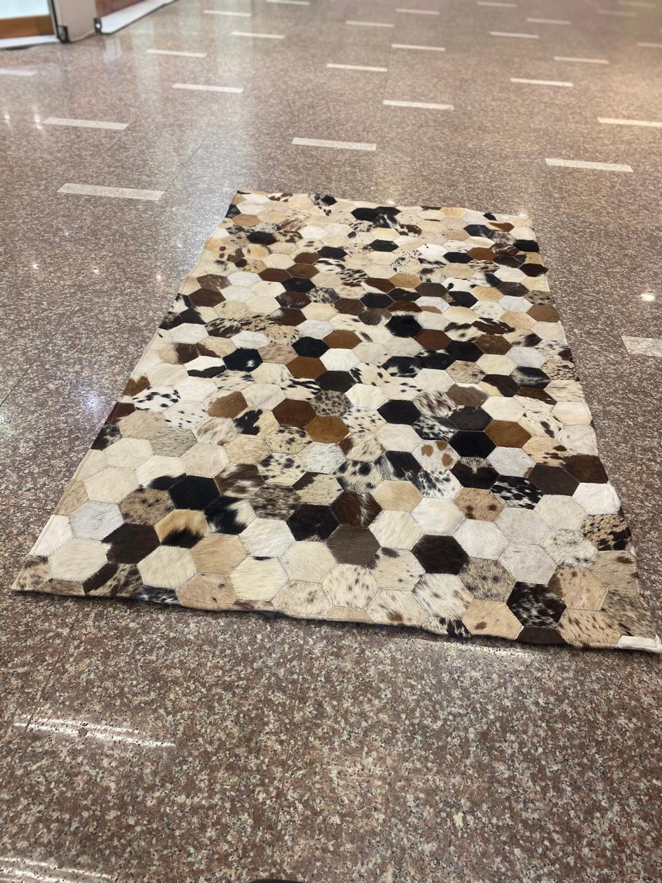 Hexagon Patchwork Cowhide Rug