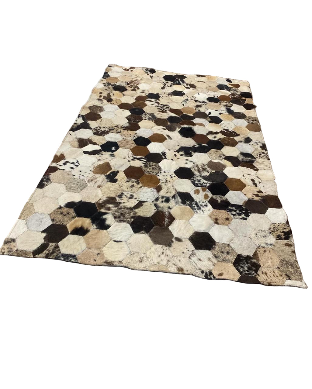 Hexagon Patchwork Cowhide Rug
