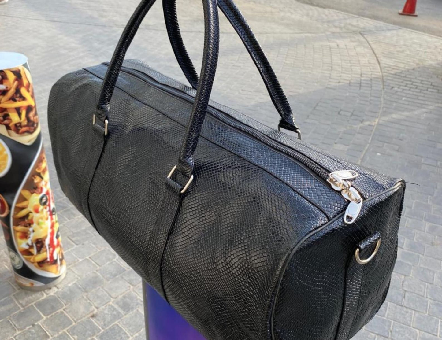 Leather Duffel Bag Snake Texture