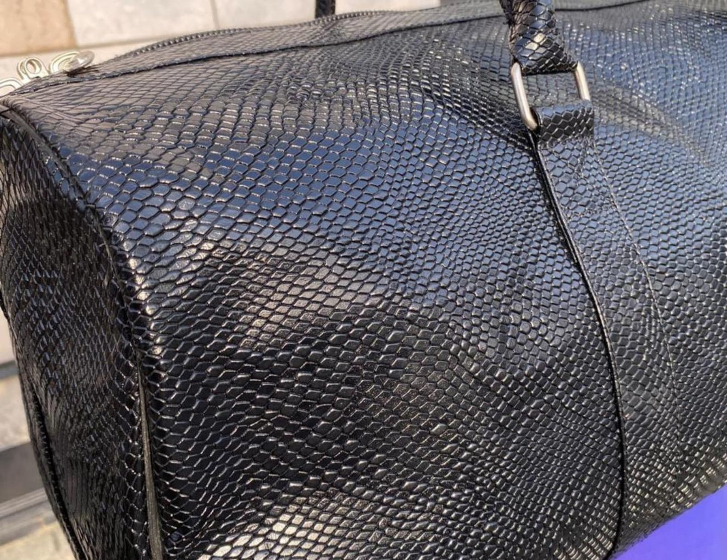 Leather Duffel Bag Snake Texture