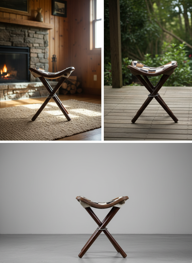 Taburete – Foldable Cowhide Stool