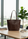 Cow Leather Croc Embossed Tote Bag
