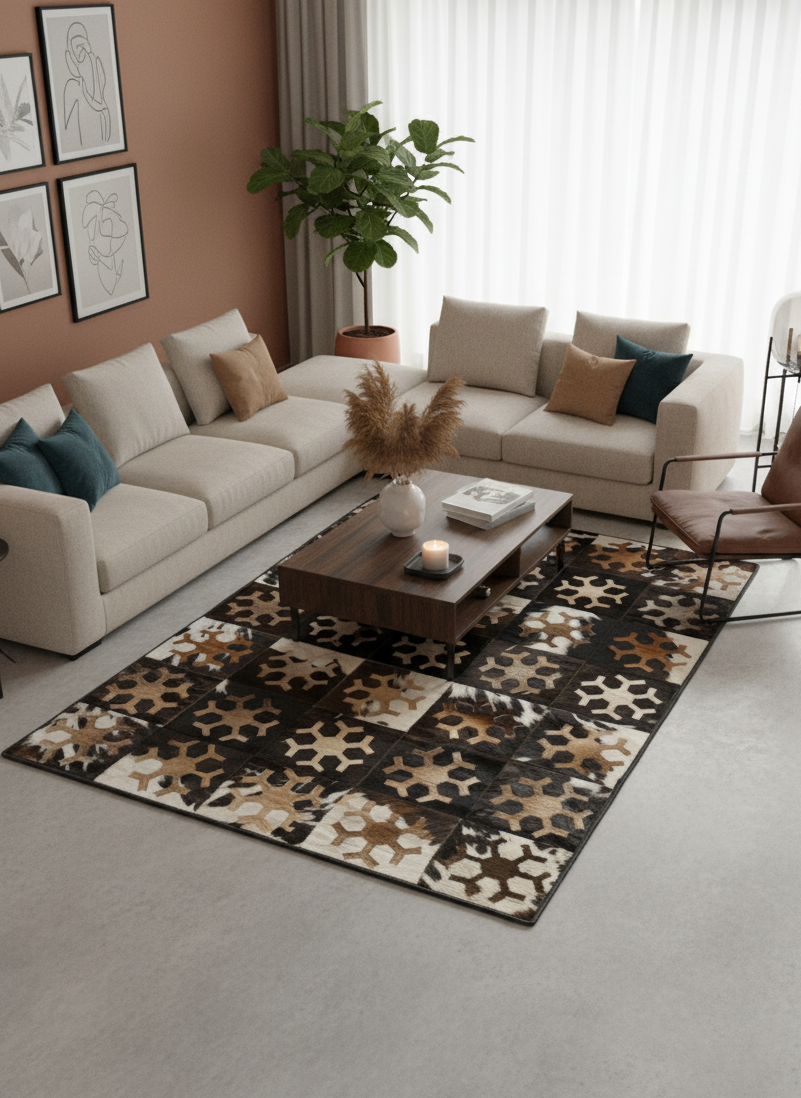 Stella – Cow Skin Patch Work Rug (4 x 6 ft)