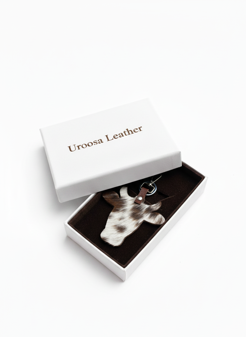 Cabello – Hair-On Cow Leather Key Chain (Cow Head Shape)