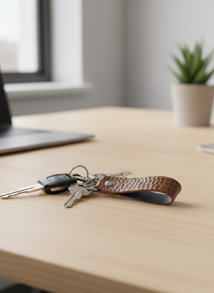 Crocado – Cow Leather Key Ring (Crocodile Pattern)