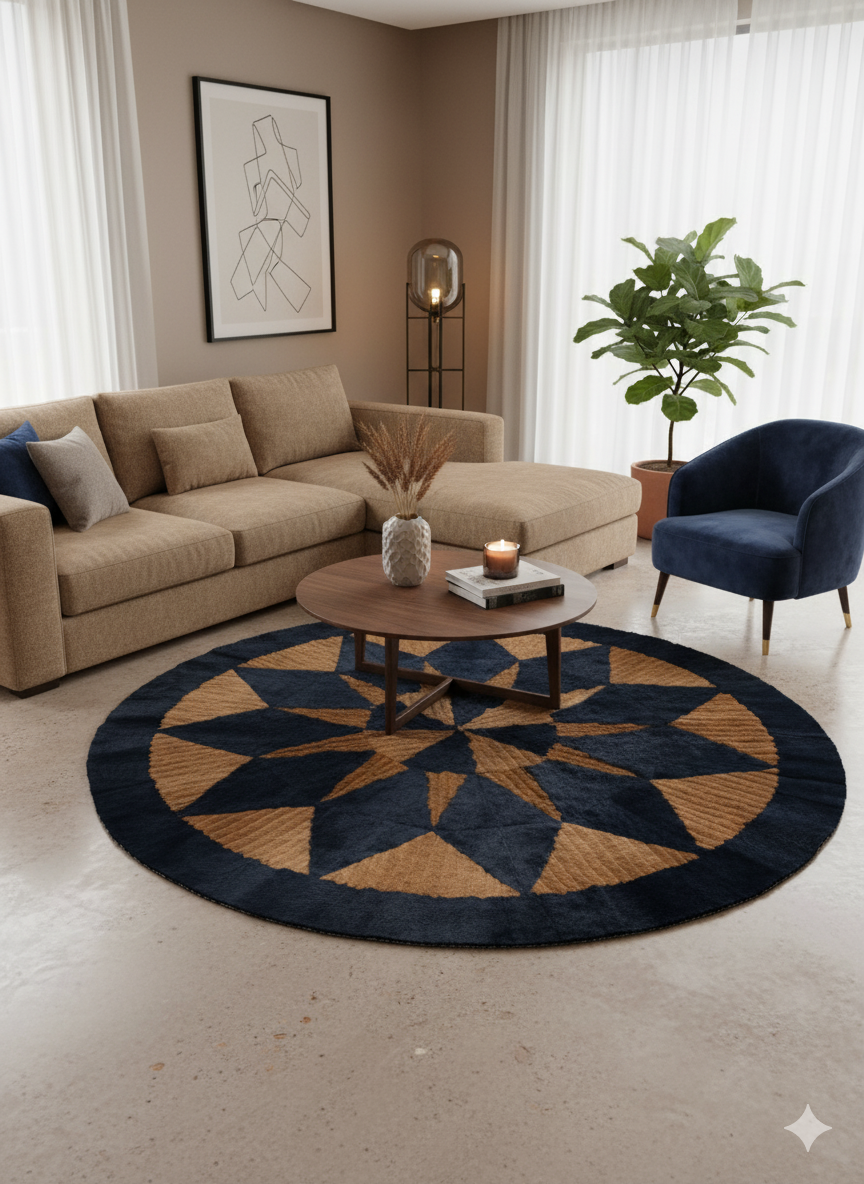 Suave – Rabbit Skin Patch Work Round Rug (5 x 5 ft)