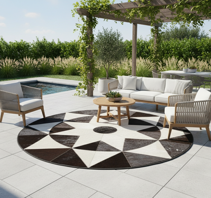 Black & White Round Cowhide Rug