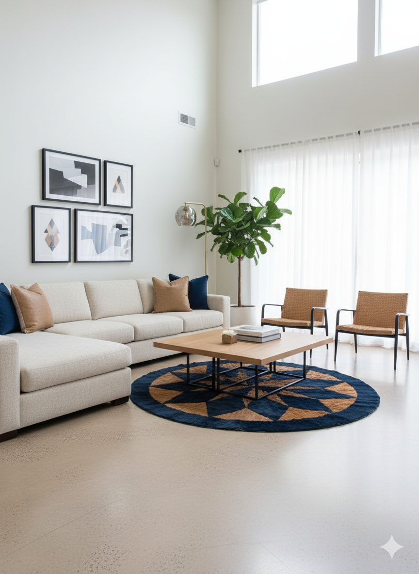 Suave – Rabbit Skin Patch Work Round Rug (5 x 5 ft)