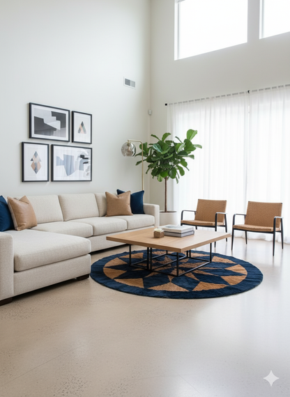 Suave – Rabbit Skin Patch Work Round Rug (5 x 5 ft)