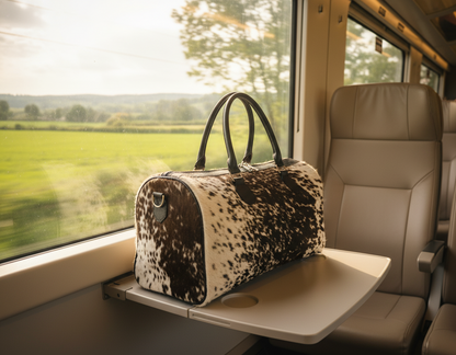 Black & White Cowhide Medium Duffel Bag