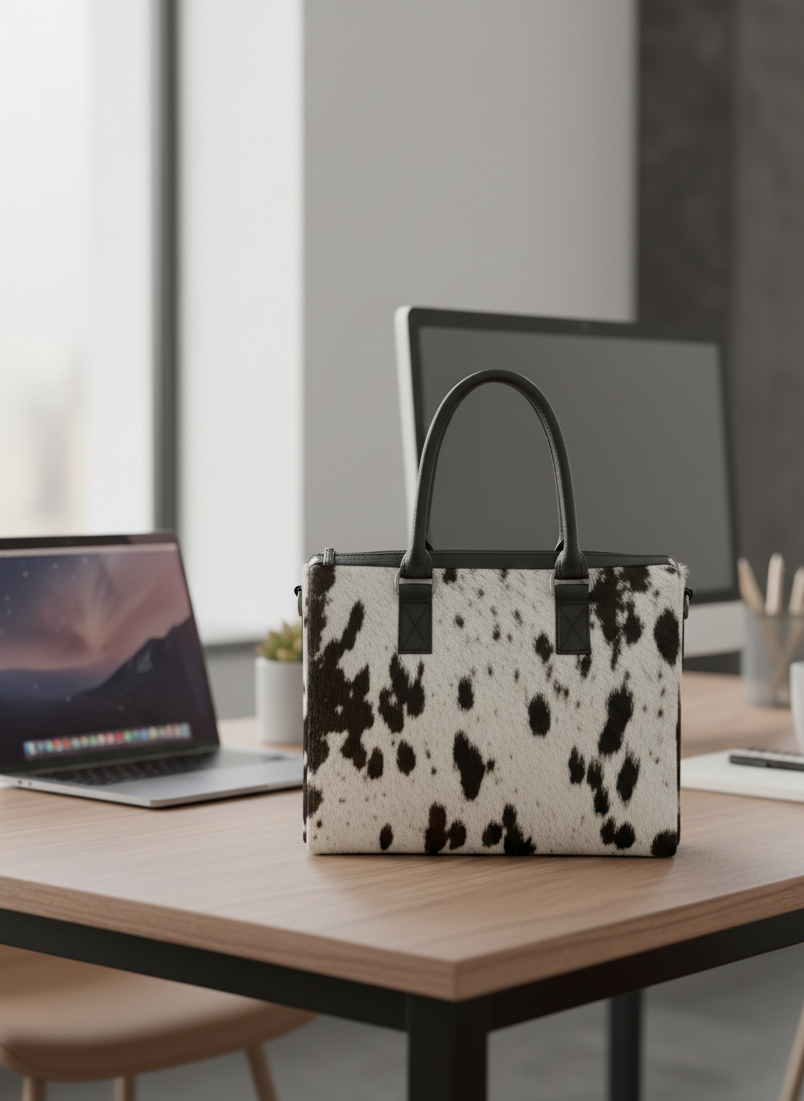 Black & White Cowhide Tote Bag