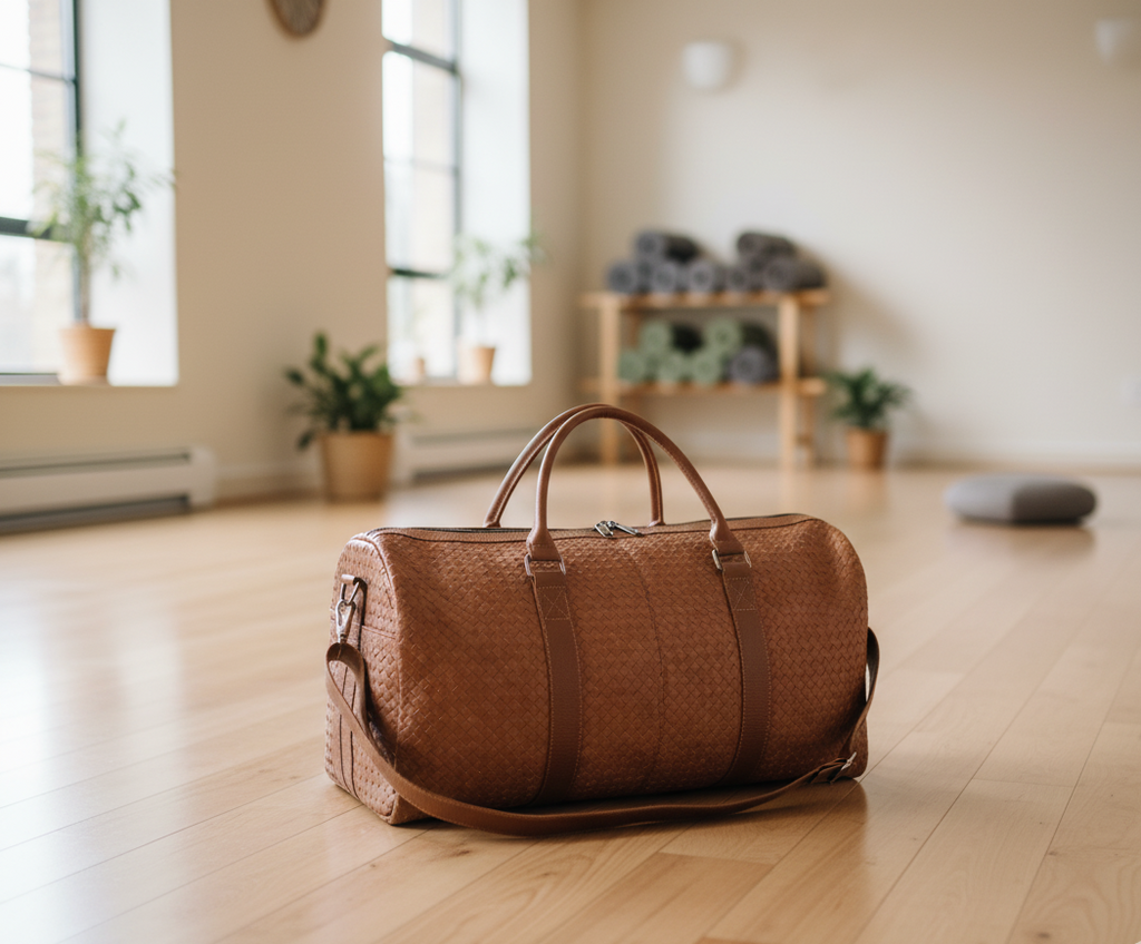Artisan Woven Leather Duffel Bag – Genuine Cowhide Travel Bag