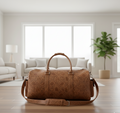Luxury Cow Leather Duffel – Snake Texture Embossed Travel Bag