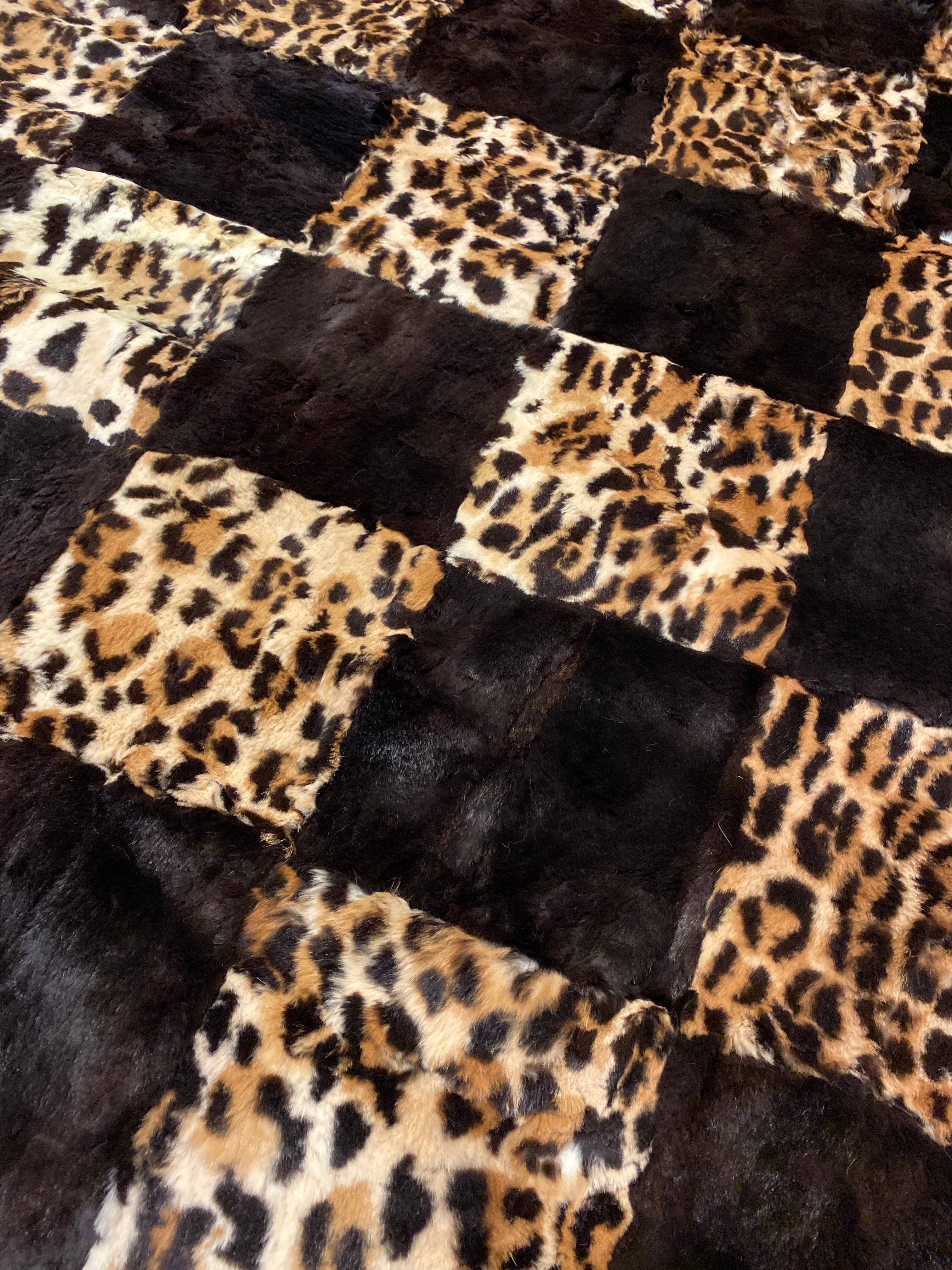 Leona Rabbit Patchwork Rug – Leopard Print Edition