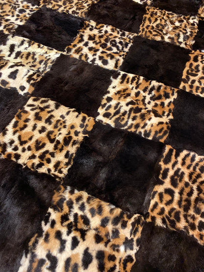 Leona Rabbit Patchwork Rug – Leopard Print Edition