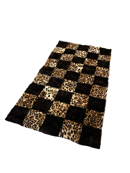 Leona Rabbit Patchwork Rug – Leopard Print Edition