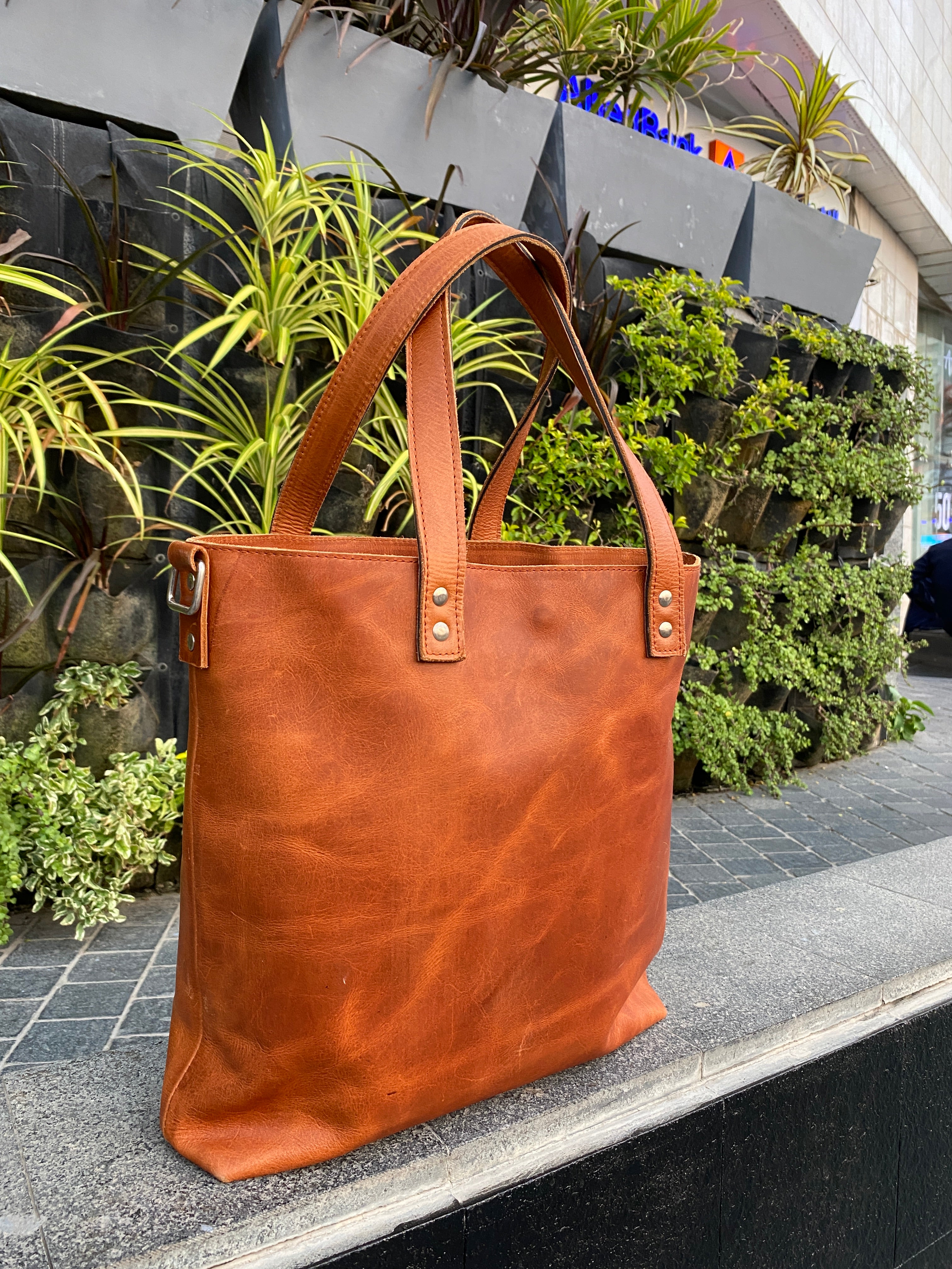 Crazy Horse Leather Tote Bag