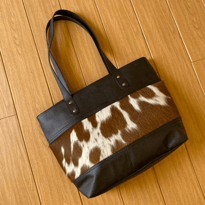 Rustic Cowhide Tote Bag with Hair-On Hide