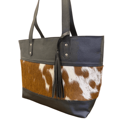 Rustic Cowhide Tote Bag with Hair-On Hide