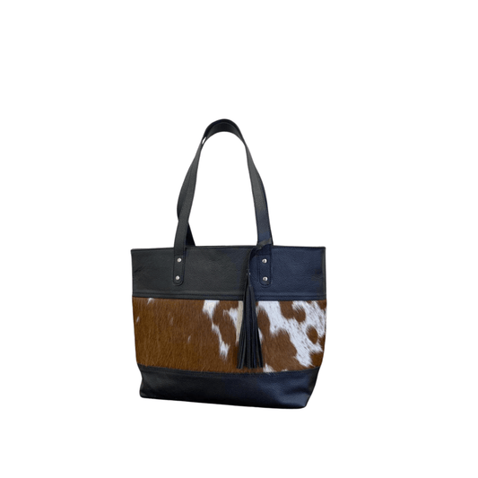 Rustic Cowhide Tote Bag with Hair-On Hide