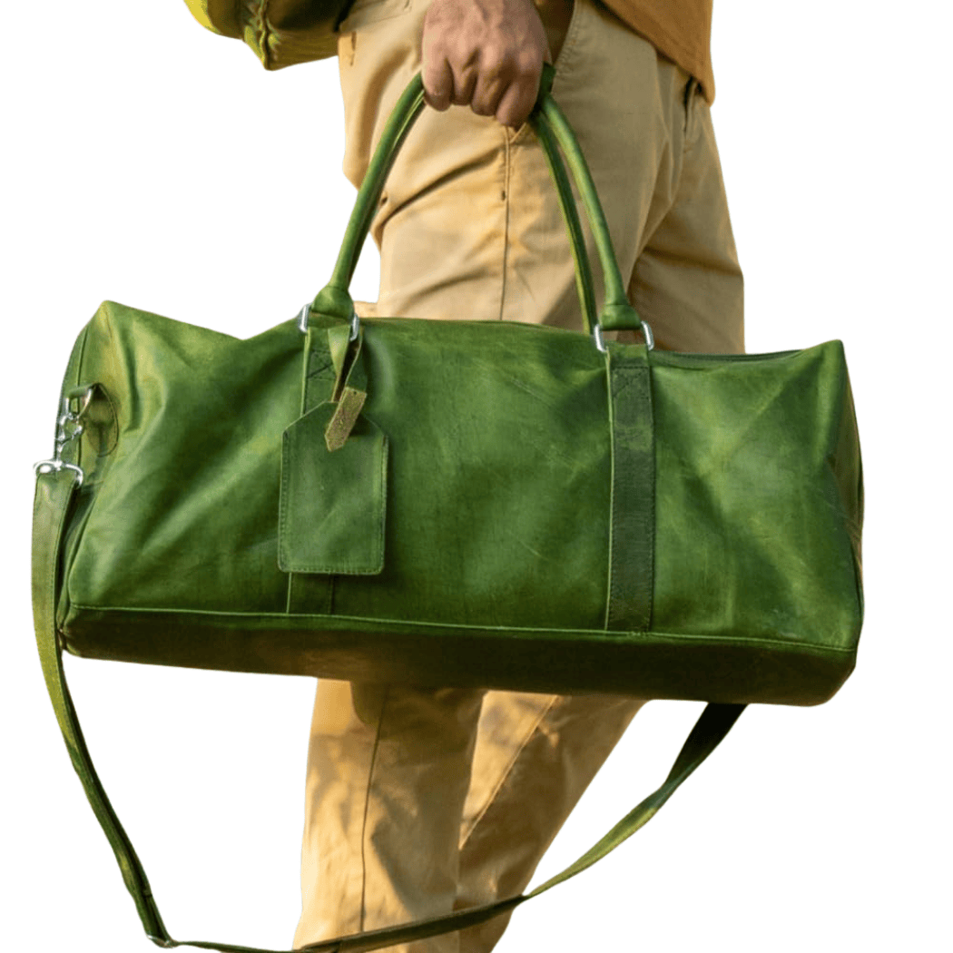 Vintage Green Crazy Horse Cow Leather Duffel – Uroosa Leather