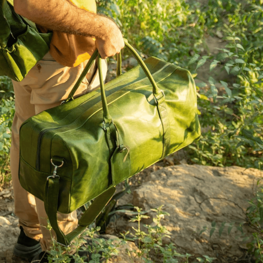 Vintage Green Crazy Horse Cow Leather Duffel – Uroosa Leather