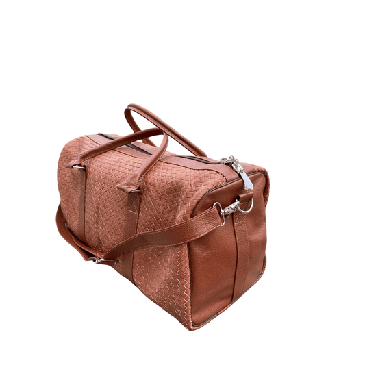Artisan Woven Leather Duffel Bag – Genuine Cowhide Travel Bag