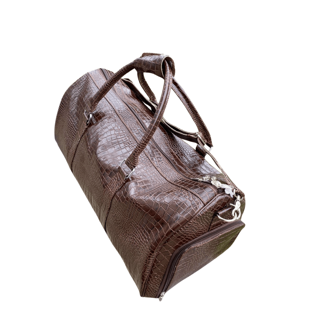 Croc Embossed Duffel Bag – Genuine Cow Leather Handcrafted Design