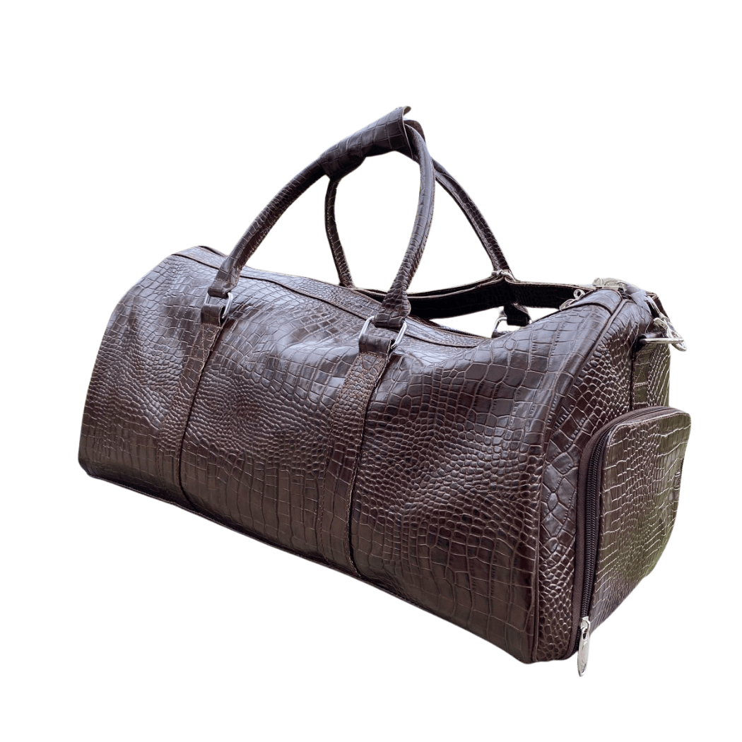 Croc Embossed Duffel Bag – Genuine Cow Leather Handcrafted Design