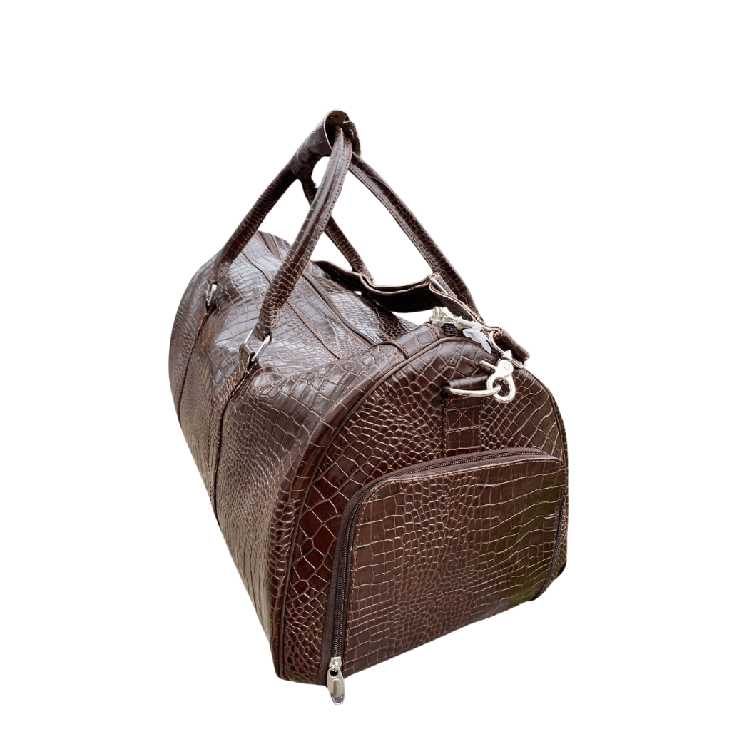 Croc Embossed Duffel Bag – Genuine Cow Leather Handcrafted Design