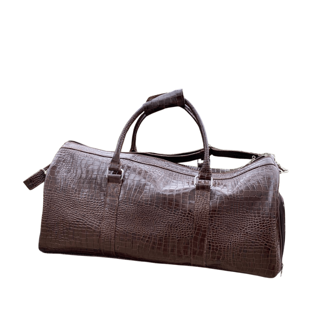 Croc Embossed Duffel Bag – Genuine Cow Leather Handcrafted Design