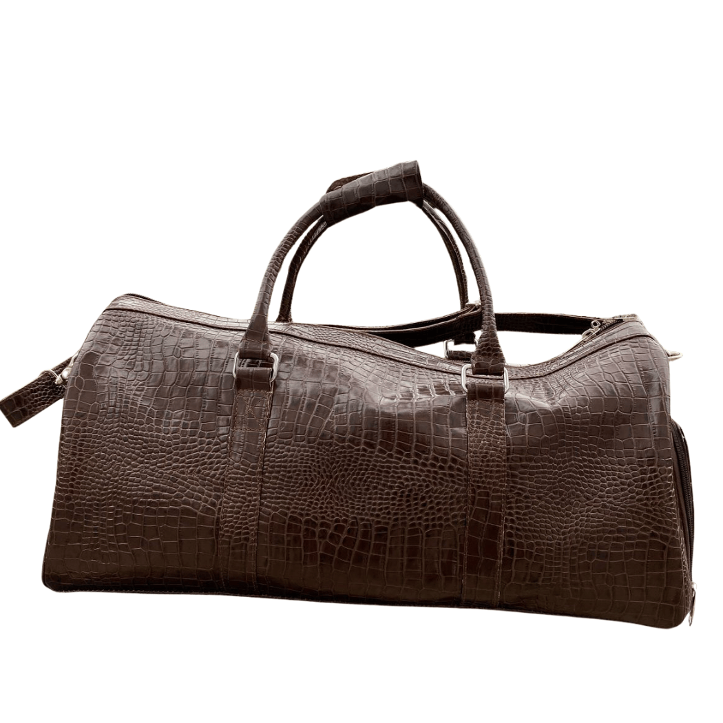 Croc Embossed Duffel Bag – Genuine Cow Leather Handcrafted Design