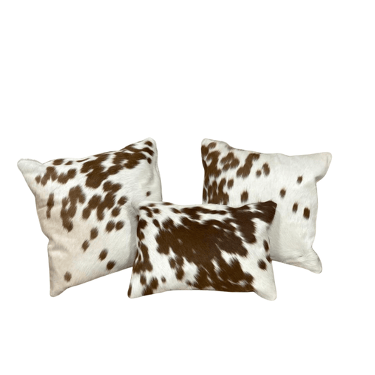 Brown & White Cowhide Cushion Cover | Natural Leather Pillow