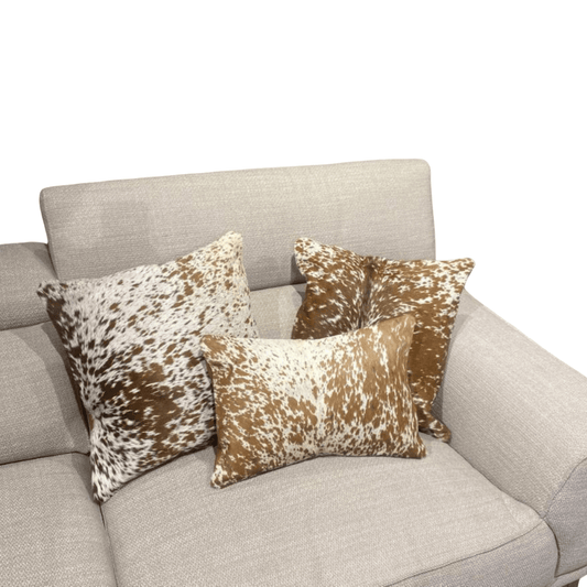 Brown & White Cowhide Cushion Cover | Natural Leather Pillow