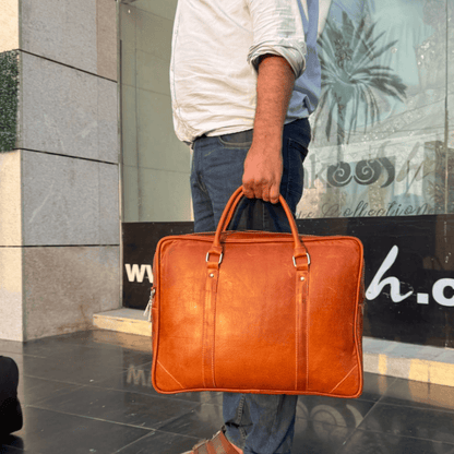 Crazy Horse Leather Laptop Bag | Premium Cow Leather Office & Travel Bag