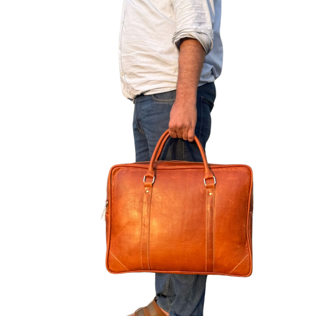 Crazy Horse Leather Laptop Bag | Premium Cow Leather Office & Travel Bag