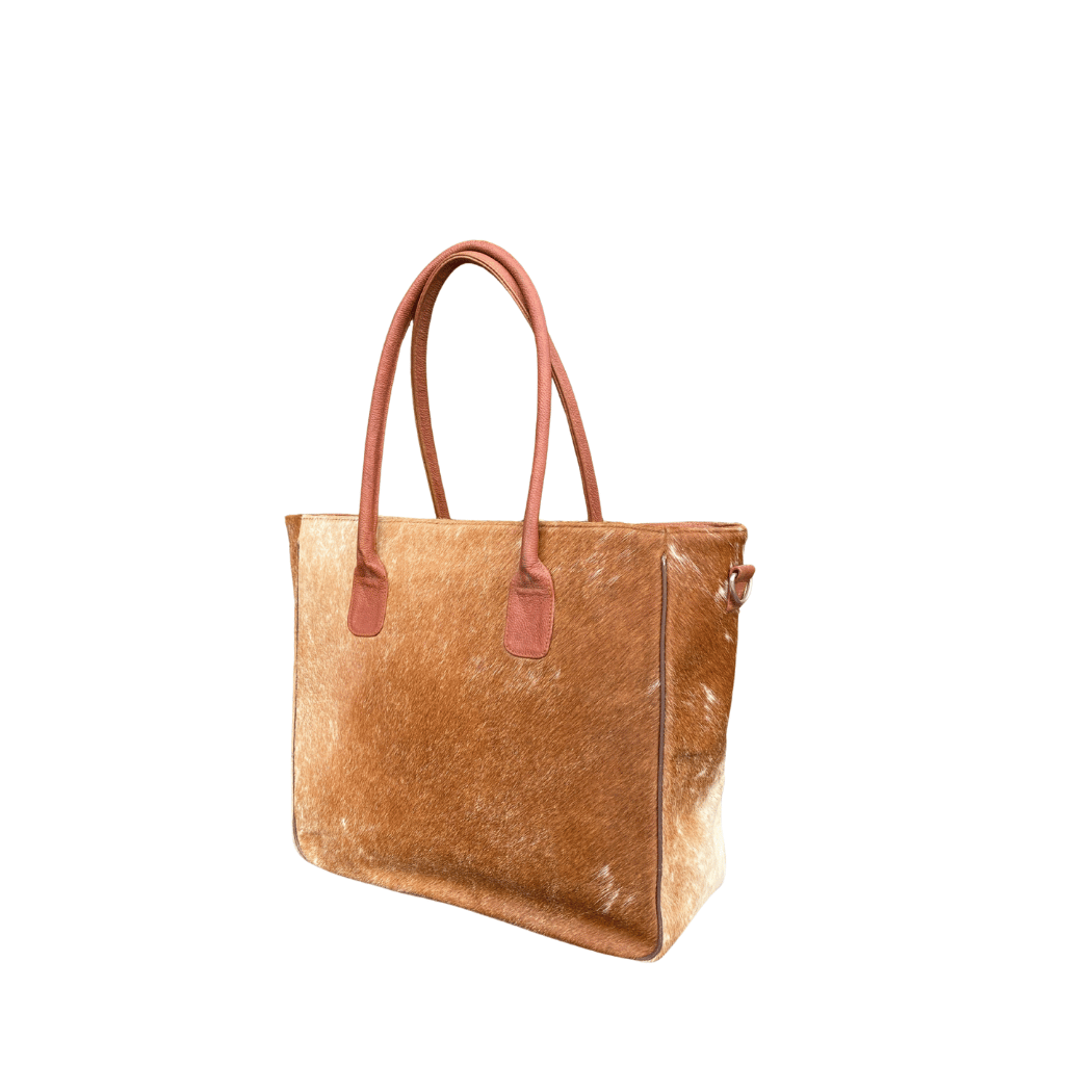 Large Cowhide Tote Bag – Handmade Natural Leather