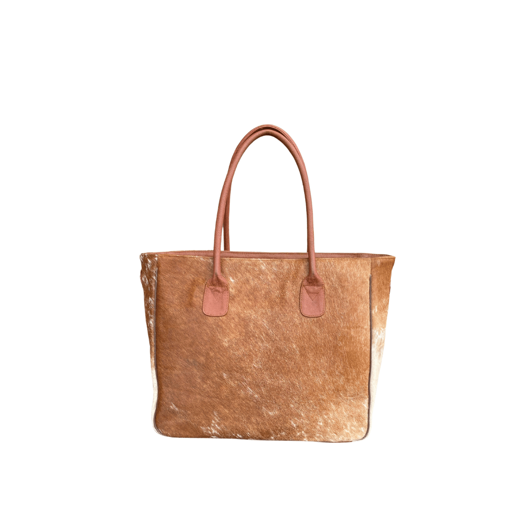 Large Cowhide Tote Bag – Handmade Natural Leather