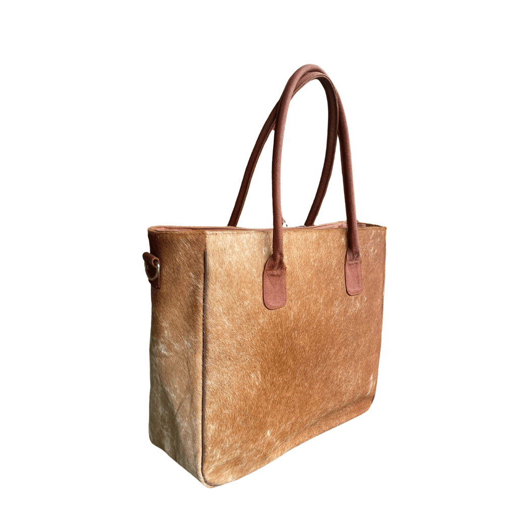Large Cowhide Tote Bag – Handmade Natural Leather