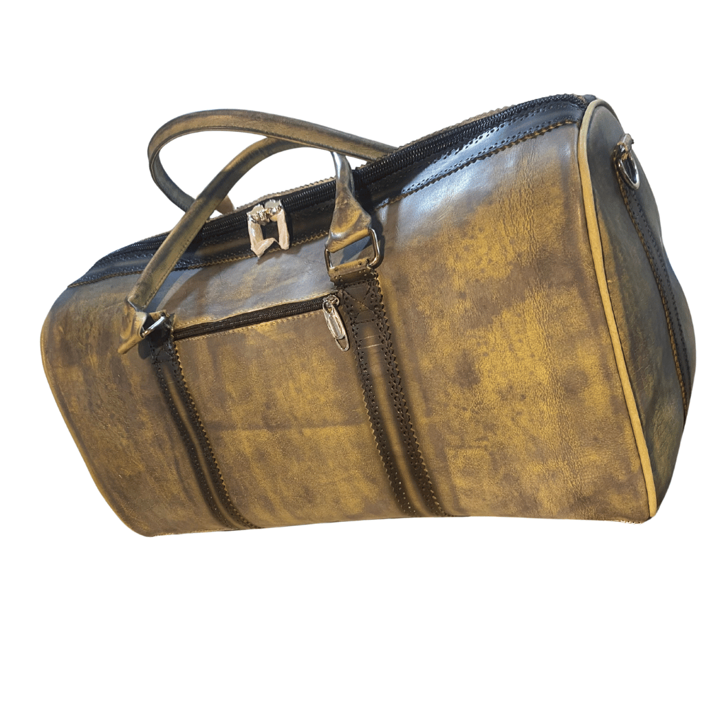 Handmade Cow Leather Duffel – Vintage Patina Travel Bag